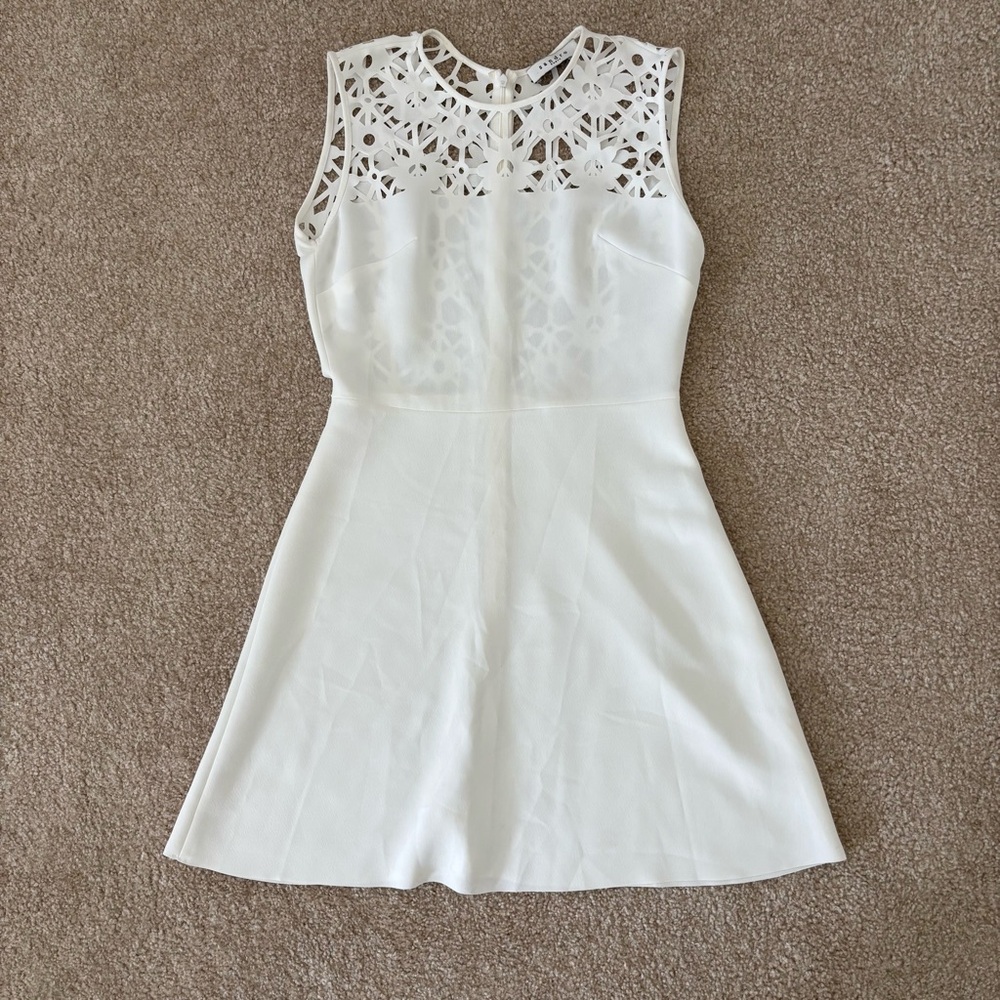 Sandro Paris White Lace Cut-Out Mini Dress Little White Dress Bride Size S